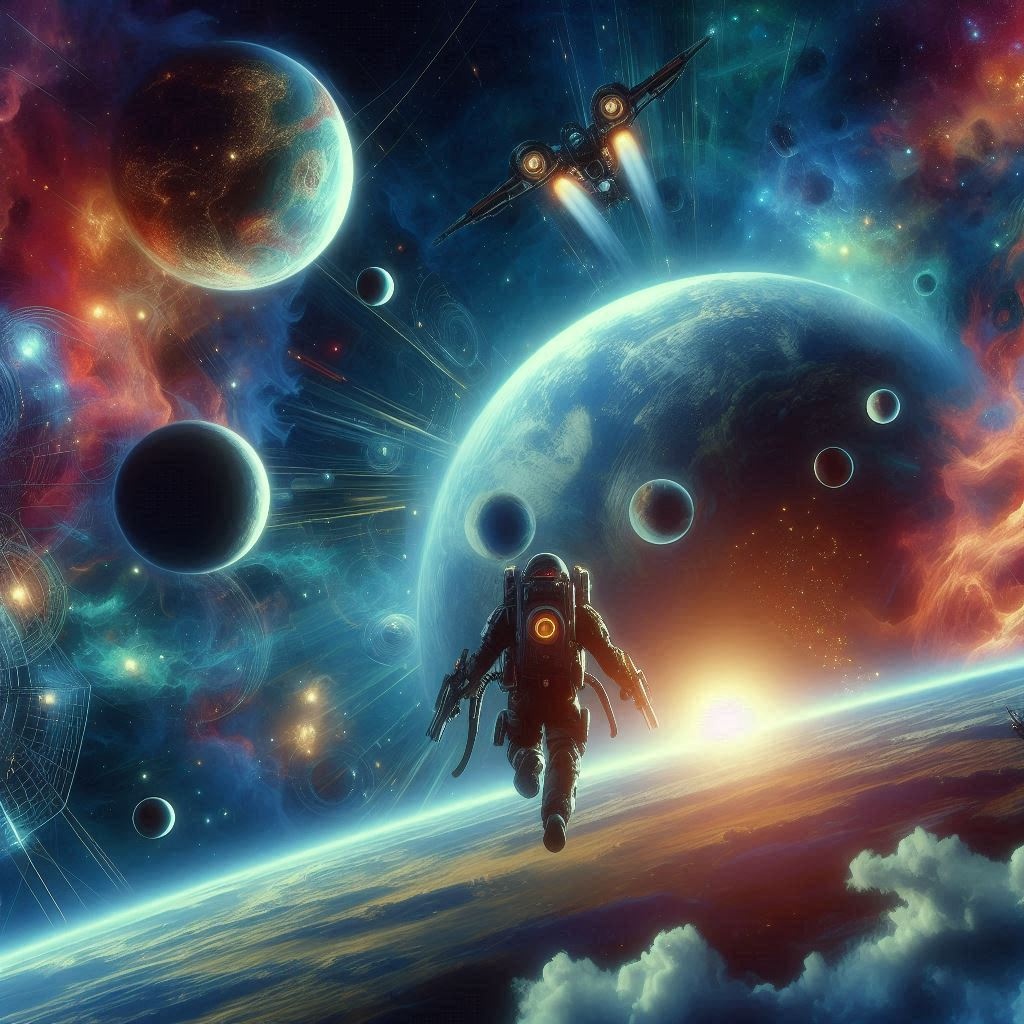 Directly into space