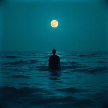 夜の海で消える