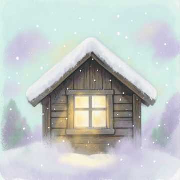 初雪落小镇